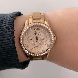 Fossil Riley Multifunction Rose-Tone Stainless Steel Watch